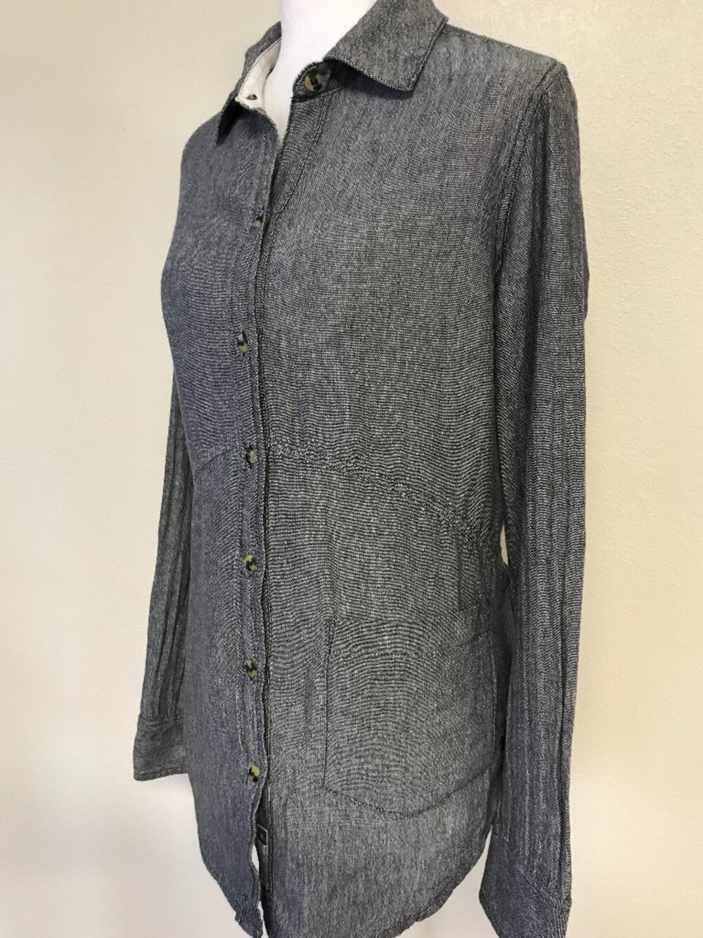 Hurley Ex-Boyfriend Wilson Fit Shirt S 100% Cotton Charcoal Gray - Picture 3 of 13